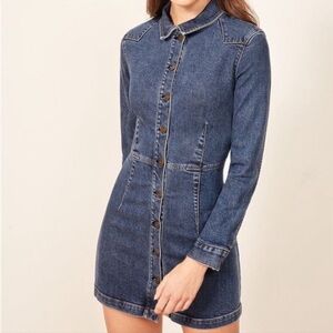 Reformation Arizona Button Down Denim Mini Dress Size 12